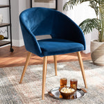 Load image into Gallery viewer, Baxton Studio Vianne Glam And Luxe Navy Blue Velvet Fabric Upholstered Gold Finished Metal Dining Chair
