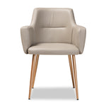 Load image into Gallery viewer, Baxton Studio Martine Glam And Luxe Greyish Beige Faux Leather And Gold Metal Dining Chair
