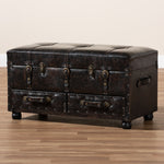 Load image into Gallery viewer, Baxton Studio Callum Modern Transitional Distressed Dark Brown Faux Leather Upholstered 2-Drawer Storage Trunk Ottoman
