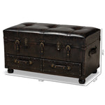 Load image into Gallery viewer, Baxton Studio Callum Modern Transitional Distressed Dark Brown Faux Leather Upholstered 2-Drawer Storage Trunk Ottoman
