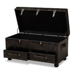 Load image into Gallery viewer, Baxton Studio Callum Modern Transitional Distressed Dark Brown Faux Leather Upholstered 2-Drawer Storage Trunk Ottoman
