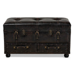 Load image into Gallery viewer, Baxton Studio Callum Modern Transitional Distressed Dark Brown Faux Leather Upholstered 2-Drawer Storage Trunk Ottoman
