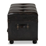 Load image into Gallery viewer, Baxton Studio Callum Modern Transitional Distressed Dark Brown Faux Leather Upholstered 2-Drawer Storage Trunk Ottoman
