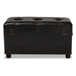 Load image into Gallery viewer, Baxton Studio Callum Modern Transitional Distressed Dark Brown Faux Leather Upholstered 2-Drawer Storage Trunk Ottoman
