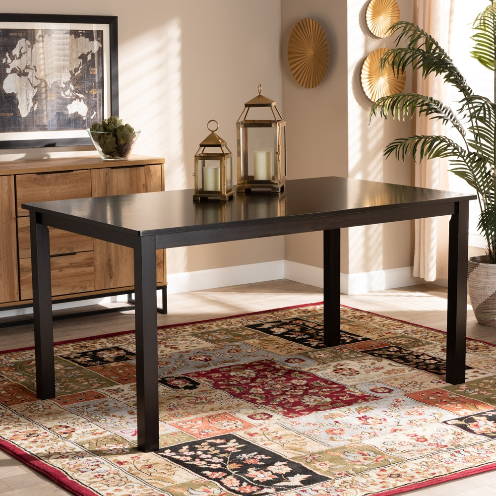 Baxton Studio Eveline Modern And Contemporary Espresso Brown Finished Rectangular Wood Dining Table