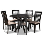 Load image into Gallery viewer, Baxton Studio Lore Modern And Contemporary Sand Fabric Upholstered And Dark Brown Finished Wood 7-Piece Dining Set
