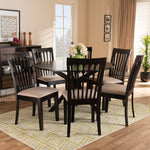 Load image into Gallery viewer, Baxton Studio Lore Modern And Contemporary Sand Fabric Upholstered And Dark Brown Finished Wood 7-Piece Dining Set
