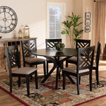 Load image into Gallery viewer, Baxton Studio Norah Modern And Contemporary Sand Fabric Upholstered And Dark Brown Finished Wood 7-Piece Dining Set
