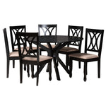 Load image into Gallery viewer, Baxton Studio Maya Modern Beige Fabric And Espresso Brown Finished Wood 7-Piece Dining Set
