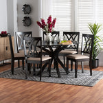 Load image into Gallery viewer, Baxton Studio Maya Modern Beige Fabric And Espresso Brown Finished Wood 7-Piece Dining Set
