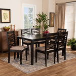 Load image into Gallery viewer, Baxton Studio Lanier Modern And Contemporary Sand Fabric Upholstered Dark Brown Finished Wood 7-Piece Dining Set
