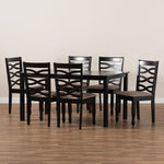 Load image into Gallery viewer, Baxton Studio Lanier Modern And Contemporary Sand Fabric Upholstered Dark Brown Finished Wood 7-Piece Dining Set
