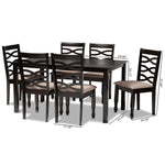 Load image into Gallery viewer, Baxton Studio Lanier Modern And Contemporary Sand Fabric Upholstered Dark Brown Finished Wood 7-Piece Dining Set
