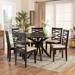 Load image into Gallery viewer, Baxton Studio Mila Modern And Contemporary Sand Fabric Upholstered Dark Brown Finished Wood 7-Piece Dining Set
