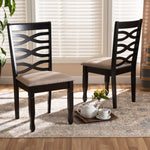 Load image into Gallery viewer, Baxton Studio Lanier Modern And Contemporary Sand Fabric Upholstered Dark Brown Finished 2-Piece Wood Dining Chair Set
