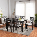 Load image into Gallery viewer, Baxton Studio Lanier Modern And Contemporary Grey Fabric Upholstered And Dark Brown Finished Wood 7-Piece Dining Set
