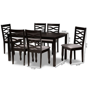 Baxton Studio Lanier Modern And Contemporary Grey Fabric Upholstered And Dark Brown Finished Wood 7-Piece Dining Set