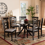 Load image into Gallery viewer, Baxton Studio Mila Modern And Contemporary Grey Fabric Upholstered And Dark Brown Finished Wood 7-Piece Dining Set
