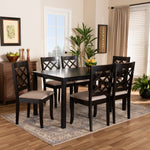 Load image into Gallery viewer, Baxton Studio Verner Modern And Contemporary Sand Fabric Upholstered Dark Brown Finished 7-Piece Wood Dining Set
