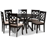 Load image into Gallery viewer, Baxton Studio Jana Modern And Contemporary Sand Fabric Upholstered And Dark Brown Finished Wood 7-Piece Dining Set
