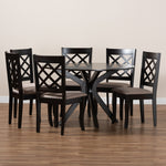 Load image into Gallery viewer, Baxton Studio Jana Modern And Contemporary Sand Fabric Upholstered And Dark Brown Finished Wood 7-Piece Dining Set
