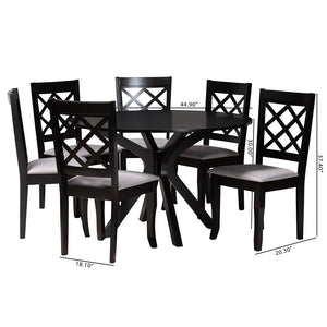 Baxton Studio Jana Modern Grey Fabric And Espresso Brown Finished Wood 7-Piece Dining Set