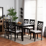 Load image into Gallery viewer, Baxton Studio Mael Modern And Contemporary Grey Fabric Upholstered And Dark Brown Finished Wood 7-Piece Dining Set
