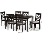 Load image into Gallery viewer, Baxton Studio Mael Modern And Contemporary Grey Fabric Upholstered And Dark Brown Finished Wood 7-Piece Dining Set
