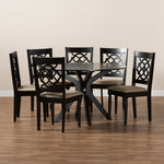 Load image into Gallery viewer, Baxton Studio Sadie Modern And Contemporary Sand Fabric Upholstered And Dark Brown Finished Wood 7-Piece Dining Set
