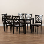 Load image into Gallery viewer, Baxton Studio Renaud Modern And Contemporary Grey Fabric Upholstered And Dark Brown Finished Wood 7-Piece Dining Set
