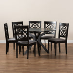 Load image into Gallery viewer, Baxton Studio Sadie Modern And Contemporary Grey Fabric Upholstered And Dark Brown Finished Wood 7-Piece Dining Set
