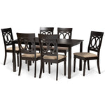 Load image into Gallery viewer, Baxton Studio Lucie Modern And Contemporary Sand Fabric Upholstered And Dark Brown Finished Wood 7-Piece Dining Set
