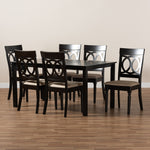 Load image into Gallery viewer, Baxton Studio Lucie Modern And Contemporary Sand Fabric Upholstered And Dark Brown Finished Wood 7-Piece Dining Set
