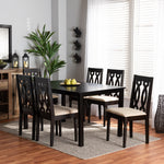 Load image into Gallery viewer, Baxton Studio Cherese Modern And Contemporary Sand Fabric Upholstered And Dark Brown Finished Wood 7-Piece Dining Set
