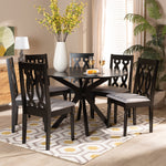 Load image into Gallery viewer, Baxton Studio Callie Modern And Contemporary Grey Fabric Upholstered And Dark Brown Finished Wood 7-Piece Dining Set
