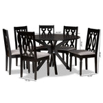 Load image into Gallery viewer, Baxton Studio Callie Modern And Contemporary Grey Fabric Upholstered And Dark Brown Finished Wood 7-Piece Dining Set
