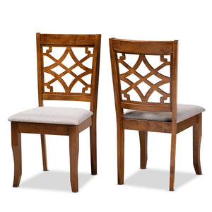 Baxton Studio Mael Modern and Contemporary Fabric Upholstered and Finished Wood 2-Piece Dining Chair Set