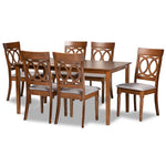 Load image into Gallery viewer, Baxton Studio Lucie Modern And Contemporary Grey Fabric Upholstered And Walnut Brown Finished Wood 7-Piece Dining Set
