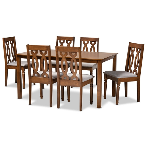 Baxton Studio Cherese Modern and Contemporary Fabric Upholstered and Finished Wood 7-Piece Dining Set