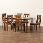 Load image into Gallery viewer, Baxton Studio Cherese Modern And Contemporary Grey Fabric Upholstered And Walnut Brown Finished Wood 7-Piece Dining Set
