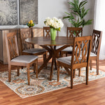 Load image into Gallery viewer, Baxton Studio Callie Modern And Contemporary Grey Fabric Upholstered And Walnut Brown Finished Wood 7-Piece Dining Set
