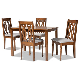 Baxton Studio Cherese Modern and Contemporary Fabric Upholstered and Finished 5-Piece Wood Dining Set