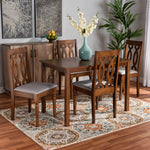 Load image into Gallery viewer, Baxton Studio Cherese Modern And Contemporary Grey Fabric Upholstered And Walnut Brown Finished 5-Piece Wood Dining Set
