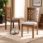 Load image into Gallery viewer, Baxton Studio Caron Modern And Contemporary Grey Fabric Upholstered And Walnut Brown Finished Wood 2-Piece Dining Chair Set
