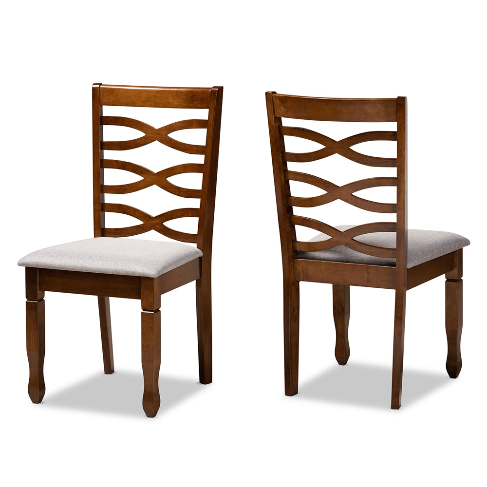 Baxton Studio Lanier Modern and Contemporary Fabric Upholstered and Finished Wood 2-Piece Dining Chair Set