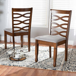 Load image into Gallery viewer, Baxton Studio Lanier Modern And Contemporary Grey Fabric Upholstered And Walnut Brown Finished Wood 2-Piece Dining Chair Set
