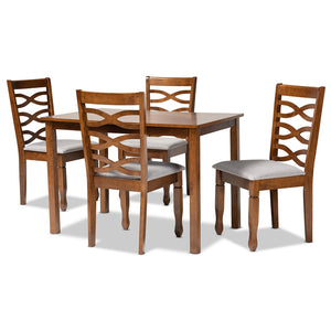 Baxton Studio Lanier Modern and Contemporary Fabric Upholstered and Finished Wood 5-Piece Dining Set