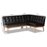 Load image into Gallery viewer, Baxton Studio Arvid Mid-Century Modern Dark Brown Faux Leather Upholstered 2-Piece Wood Dining Nook Banquette Set
