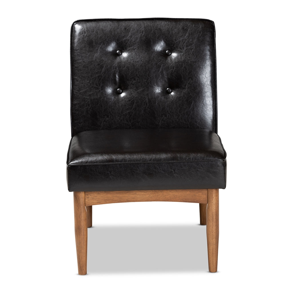 Baxton Studio Arvid Mid-Century Modern Dark Brown Faux Leather Upholstered Wood Dining Chair