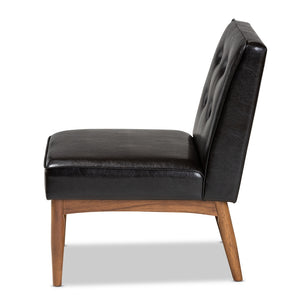 Baxton Studio Arvid Mid-Century Modern Dark Brown Faux Leather Upholstered Wood Dining Chair